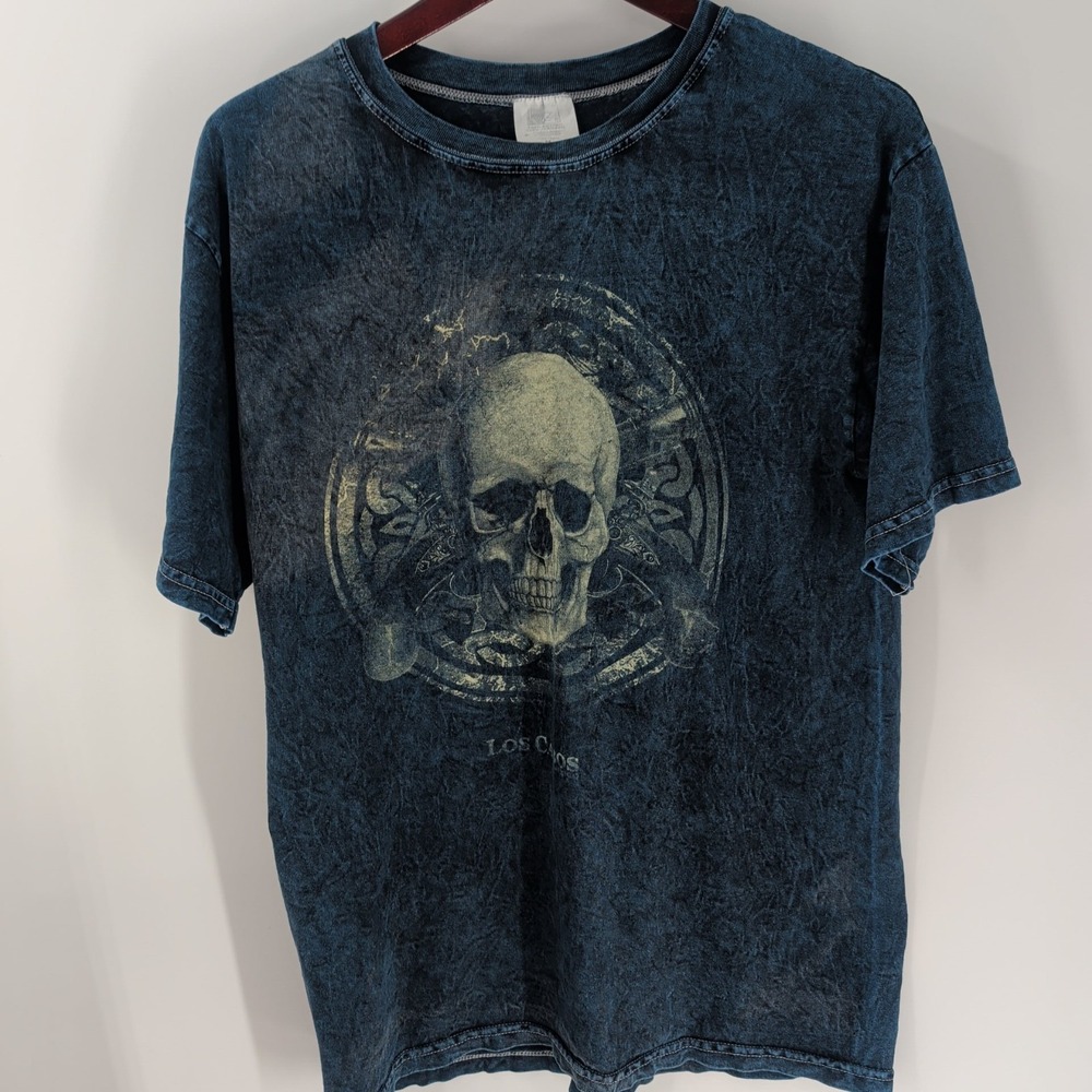 Vintage Y2K Mr. Buho Los Cabos Mexico Skull Graphic Retro T-Shirt Blue Size M - Picture 2 of 7